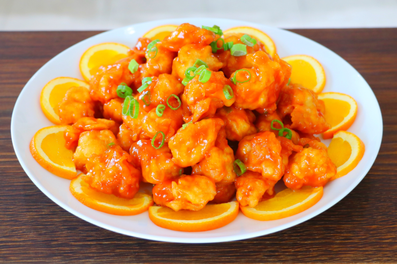 Served Orange Chicken Platter