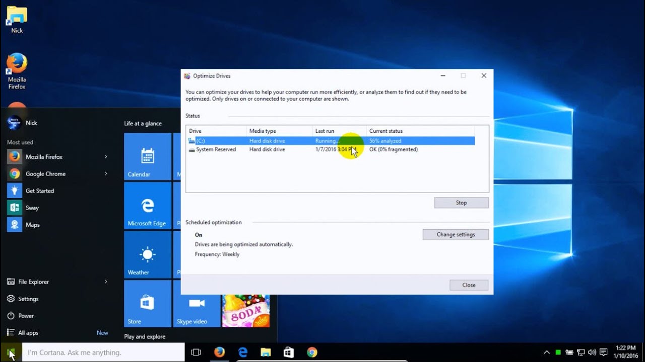 Windows 10 Disk Optimization